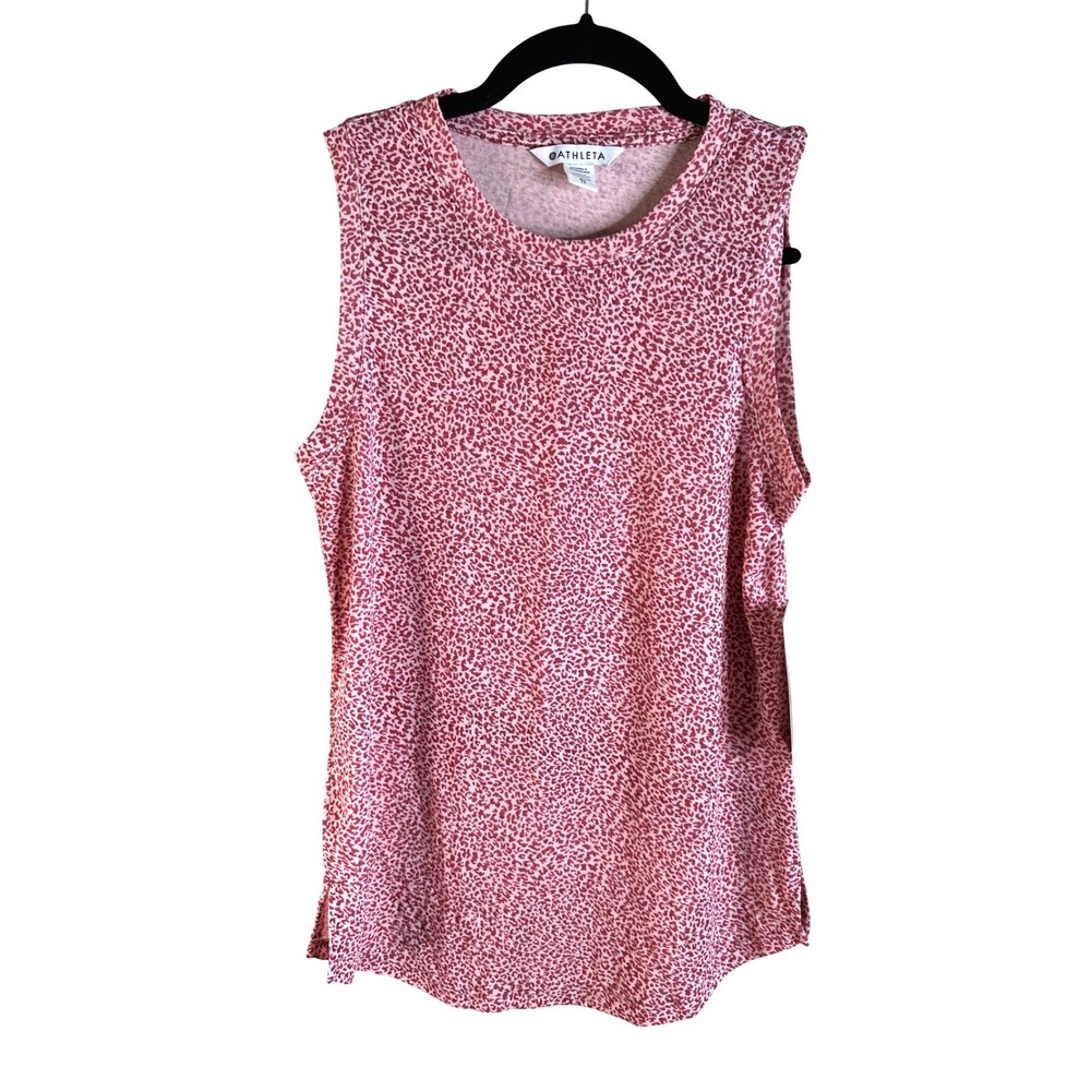 Athleta Women's Pink Leopard Animal Print Sleeveless Breezy Tank Size XS New!